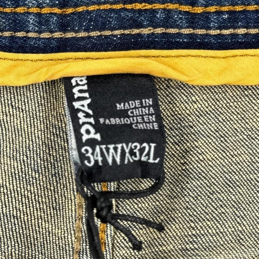 PRANA Axiom Jean Mens 34x32 Antique Stone Wash Organic Stretch Denim NWT